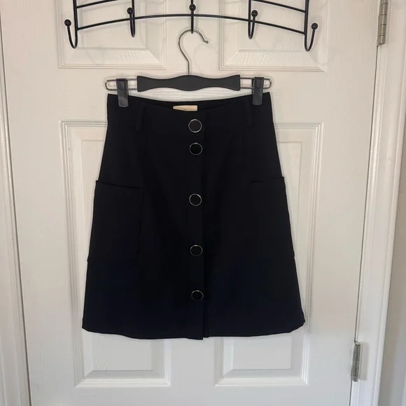 Sezane Charcoal Button-Front Mini Skirt - Picture 7 of 9